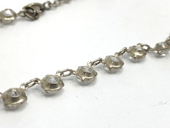 Art Deco 1920s Necklace Sterling Silver Rhinestone Crystal Open Back Bezel 16.5″