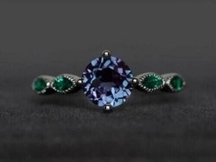 2.25Ct Art Deco Lab Created Alexandrite Diamond Wedding 14k White Gold FN Ring