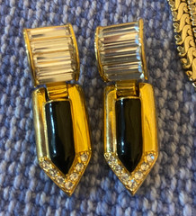 Lot of 3 Vintage Swarovski & Unknown gold tone crystal earrings pierced post