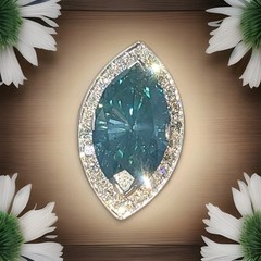 Vintage Platinum Engagement Ring 7.88ct.Natural Teal Blue Marquise Diamond