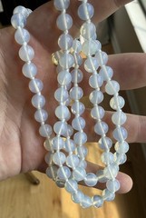 Opaline Opalescent Glass Beaded Vintage Necklace 32” Long