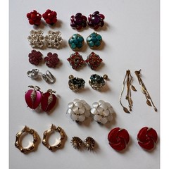 Lot of 14 Pairs Vintage Clip-On Earrings Stamped/Unstamped Lisner/Monet/Trifari