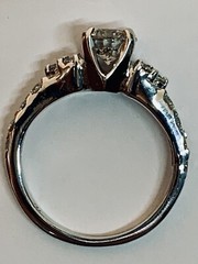 14k White Gold Diamond Engagement Ring Side Diamonds Natural Vintage Estate 1.03