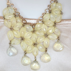 Vintage Coldwater Creek Frosted Lemon Flower Bib Necklace Y2K Boho Cottagecore