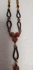 1920s ART DECO ~ LOUIS ROUSSELET Glass & Plaited Leather PENDANT Y NECKLACE