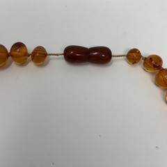 Vintage Honey Amber Necklace Graduated Round Beads Screw Clasp Faceted