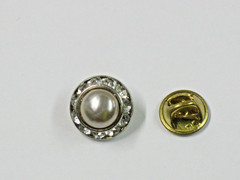 Diamond Rhinestone and Faux Pearl Lapel Brooch Pin