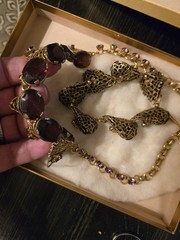 Czechslovikian Amethyst Glass Choker And Bracelet