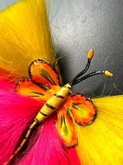 RARE SIGNED HATTIE CARNEGIE HOT PINK & YELLOW DYNEL BUTTERFLY PIN BROOCH💛💕