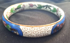 VINTAGE Cloisonne Floral Enamel on Brass Bracelet