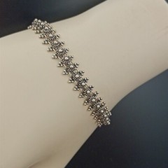 Vintage Silver Bracelet Ethnic Granulation Flower Filigree Tribal Articulated