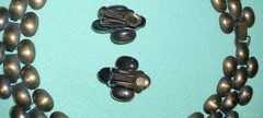 Vintage SIGNED La Roco COPPER Modernist Necklace Choker Earrings SET Estate