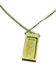 Vintage Avon Goldtone Rectangle Pendant Necklace Spring Ring Clasp 16 – 19 inch