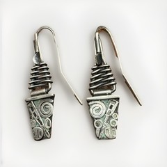 GIAMBRONE Studio Sterling Silver Modernist Dangle Earrings Brutalist Vintage