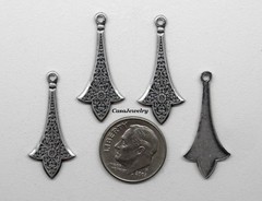 #0403 ANTIQUED .925 STERLING SILVER PLATED EARRING DROP W/TOP HANG RING – 4 Pcs