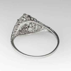 Art Deco Vintage Style Round Lab Created Diamond Wedding Ring 14K White Gold FN