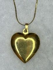 Vintage Double Heart Photo Locket Necklace (c. 1980s–1990s)