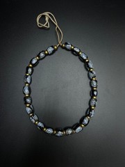 Vintage Black Glass Bead Necklace | Speckled Glass Necklace | Handmade Statement