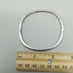 Vintage Sterling Silver Hinged Bangle Bracelet, Rhinestone Inset