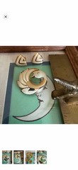 Vintage cream & gold enameled metal clip on earrings and swan brooch