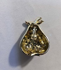 Vintage 1960’s Peacock Blue Green AB Iridescent Brooch Pin Pear Shaped EUC