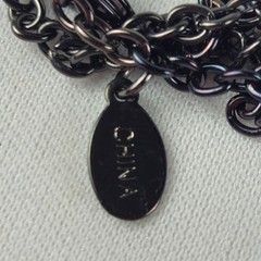 Vintage Silver/Black Tone & Blue Rhinestone Cross Pendant Chain Necklace 17″ 51g