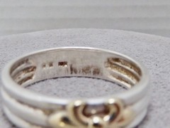 VINTAGE STAMPED 10K YG & STERLING SILVER FLUER DES LIS BAND RING SIZE 9.75 RING