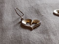 Vintage SU Thailand Sterling Silver Unique Shape Heart Pierced Earrings.