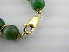 Vintage 14k Yellow Gold and Green Aventurine Bead Strand Bracelet 32.5g 6.25 In