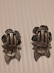 Vintage Peruzzi Bracelet & Clip-On Earrings Set Signed 800 Silver Rose Motif