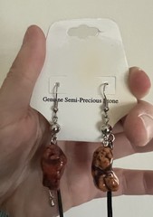 Brutalist Gemstone Necklace Chunky Slab Multi Charm Matching Earrings 18-21” Adj