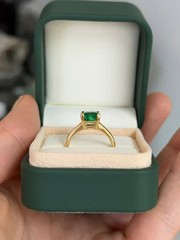 2.60 Ct Natural Emerald Art Deco Vintage Engagement Ring 14K Yellow Gold Over