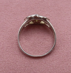Vintage Sterling Silver Ring Cocktail Clear Faceted Crystal Size 8 Band 926c