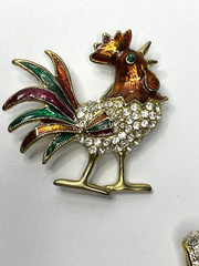 Vintage lot of 4 Rhinestone Animal Collection Salamander Rooster Leopard Poodle