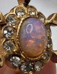 Vintage Oval Faux Fire Opal Halo Clear Rhinestone Screw Back Star Earrings