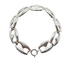 KARL LAINE 835 Silver Vintage Modernist Anchor Mariner Link Bracelet 7.5″