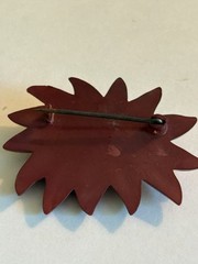 Vintage Celluloid/Early Plastic Flower Brooch Brown/Yellow Costume Jewelry