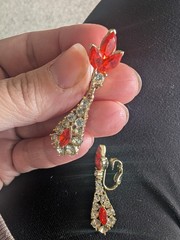 Costume Jewelry Set From 1960s, Braclet, Clip On Earrings, Broche