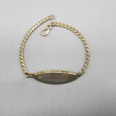 Vintage ID Bracelet Spiedel Marilyn Gold Tone Rhinestone Accent