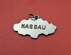 Sterling Silver Map of NASSAU Bahamas Vintage Souvenir Charm Pendant
