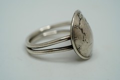 Vintage 90% Silver Mercury Dime Adjustable Ring Size 6.5 JB48