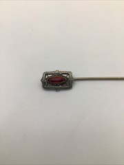 Antique Art Deco Stick Pin Red Stone 2.5”