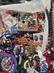Beautiful Lot Of Estate Jewelry, Red, White & Blue, Many Signed, Matching Sets
