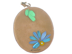 Vtg Artisan Copper Enamel Floral Pendant 70s Boho Chic Hippy Abstract by LAURA
