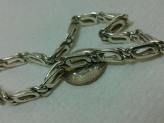 VTG 950 Sterling Silver Anchor Mariner Dbl Linked Chain Tennis Bracelet 8 1/8″