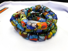 vintage Venerano trade Beads Beaded Necklace Long Strand 17x14mm
