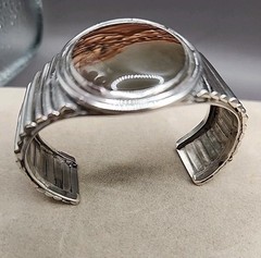 Vintage Navajo Picture Jasper Sterling Silver Cuff Bracelet Small 6″ No Markings