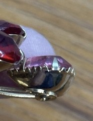 Vintage Red And Pink Prong Set Brooch With Matching Clip On Earrings A4 Pat Pend