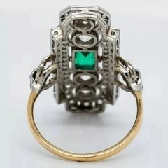 2.4Ct Art Deco Vintage Style Lab Created Emerald 14K Gold Finish Engagement Ring