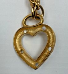Vintage Erwin Pearl Gold Tone Chunky Heart Curb Link Chain Necklace